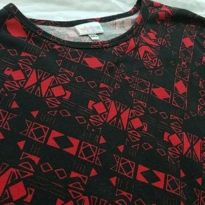 XXS LuLaRoe Irma Tunic Top - Red & Black